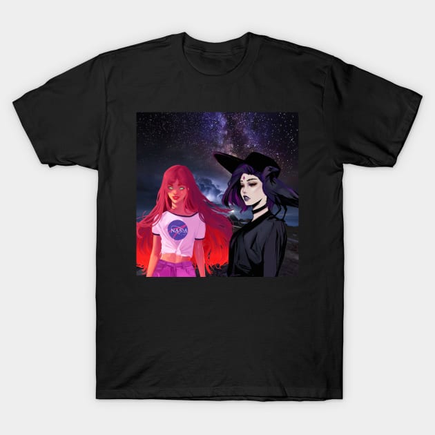 Raven and Starfire Midnight T-Shirt by Clifficus